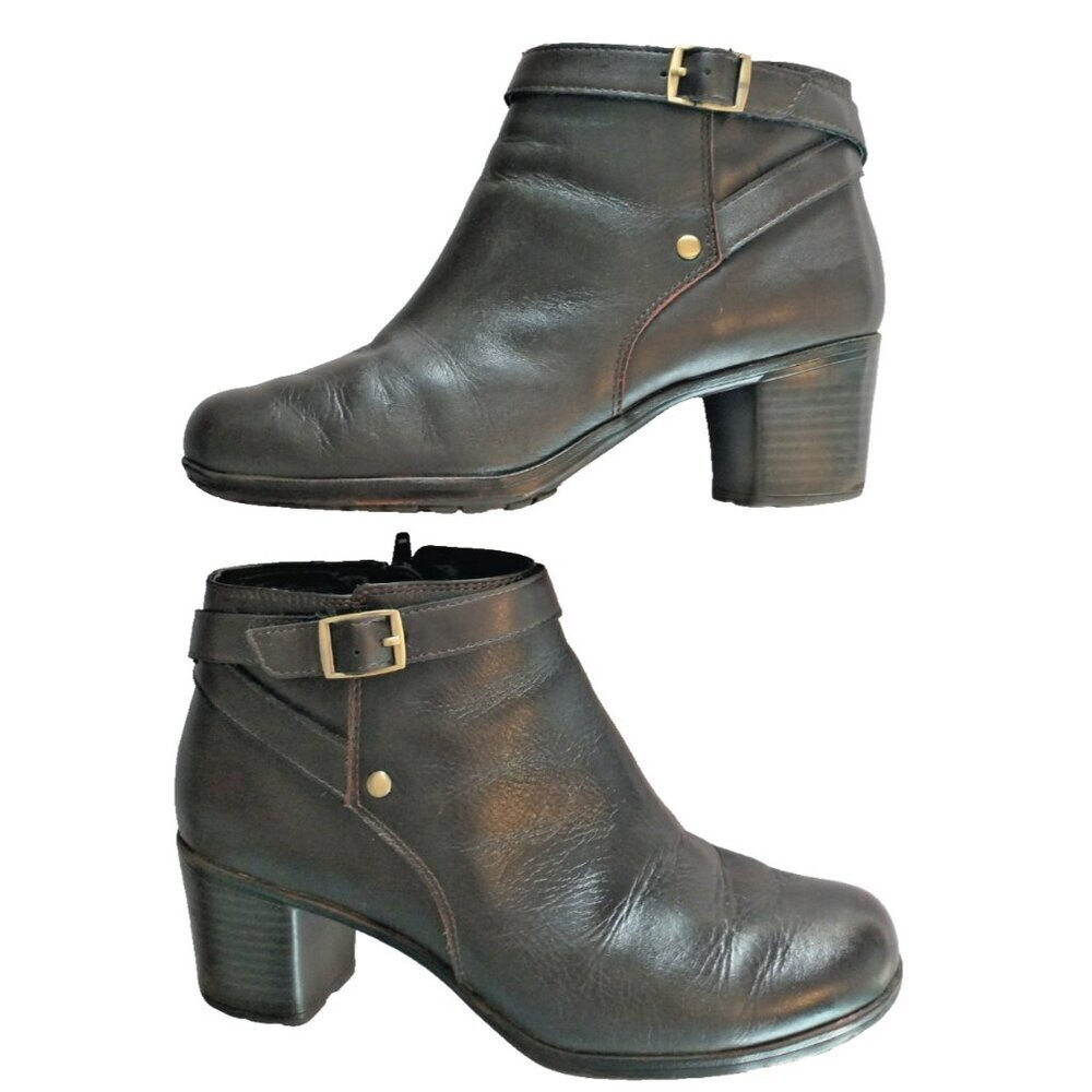 Easy Spirit Women's Ankle Boots/Booties Leather Buckle/Zipper Dark Brown - 7M